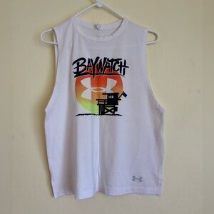 Under Armour Baywatch Graphic Tank in White and Orange